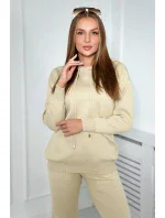 Sveter set Mikina + Nohavice tmavo béžová