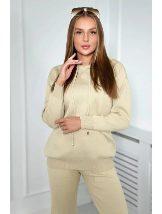 Sveter set Mikina + Nohavice tmavo béžová