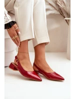 Lakierowane Baleriny Na Niskim Obcasie Z Noskami W Szpic Bordowe Anarinne