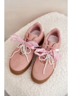 Sneakersy Damskie Na Platformie Z Ozdobami Różowe Vinness