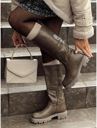 Dámske dlhé hnedé topánky KICKBOOT FashionStreet ZY0500