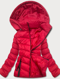 Červená dámska bunda s kapucňou na prechodné obdobie (5M786-270)