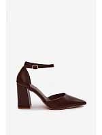 Lodičky na podpatku z imitace kůže Cihlové Selvra