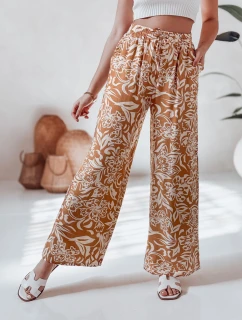 Dámske nohavice zo širokej látky TROPICAL SUN camel FashionStreet UY2633