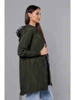 Tenká dámska bunda vo farbe khaki s ozdobnou lemovkou (1811)