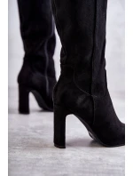 Kozaki Damskie Na Słupku Do Kolana Czarne Truly Love