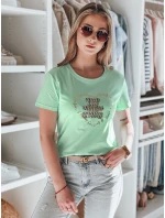 TEDDYCAP dámske bavlnené tričko s medvedíkom mätovej farby FashionStreet RY2747 TEDDYCAP dámske bavlnené tričko s medvedíkom mätovej farby FashionStreet RY2747