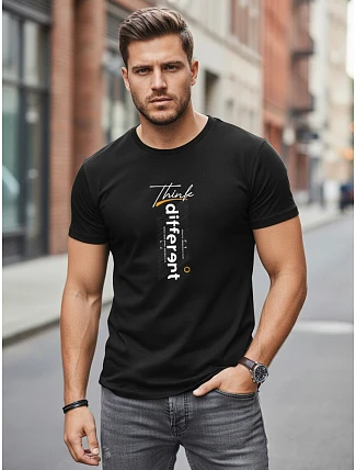 Pánske bavlnené tričko s potlačou Think Different black FashionStreet NX0133R Pánske bavlnené tričko s potlačou Think Different black FashionStreet NX0133R