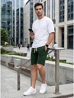Pánske teplákové šortky so šnúrkou, zelené, FashionStreet SX2629 Pánske teplákové šortky so šnúrkou, zelené, FashionStreet SX2629