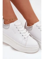 Sneakersy Damskie Na Platformie Big Star SS274245 Biało-Srebrne