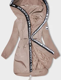 Tenká béžová dámska bunda s ozdobnou lemovkou (1811-1)