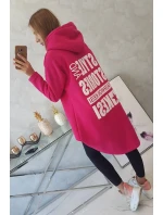 Zateplená mikina s dlhým chrbtom a kapucňou fuchsiová Zateplená mikina s dlhým chrbtom a kapucňou fuchsiová
