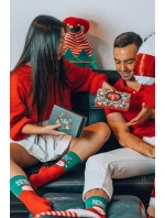 Unisex vianočné ponožky v krabici - sada 2 párov so Santom a pruhmi