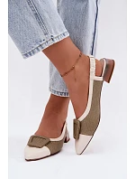 Kožené sandále na podpätku s ozdobnou prackou Maciejka K7466-12 Beige