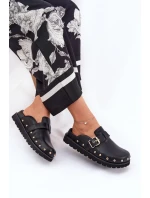 Dámske kožené papuče na platforme Big Star - čierne