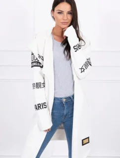 Voľný sveter s nápisom 033 krémový - Kesi