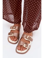 Dámské pantofle s zlatými sponami béžové Danelle