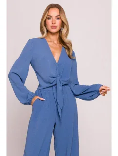 M861 Crop top so zaväzovaním vpredu - džínsy