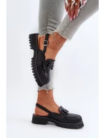 Dámske ploché sandále na podpätku s ozdobou Čierne D&A