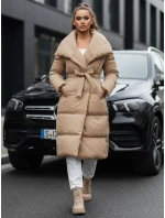 Dámsky prešívaný kabát FAVI camel FashionStreet TY3091 Dámsky prešívaný kabát FAVI camel FashionStreet TY3091