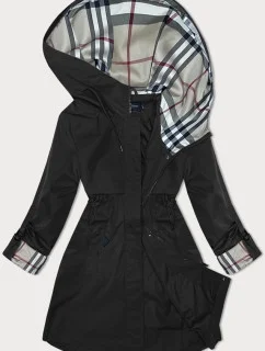 Čierna bunda s ozdobnou podšívkou BH Forever (BH-2401)