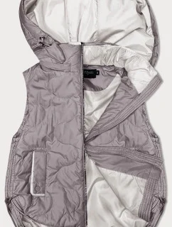 Dámska krátka bunda bez rukávov s odnímateľnou kapucňou BH Forever cappuccino (BH-2414BIG)