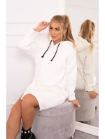 Šaty s kapucňou a bočným rázporkom ecru