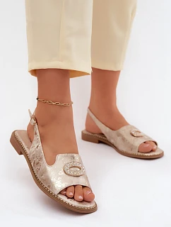 Ženské sandály Ploché S Ozdobou S.Barski KV61-6040 Zlaté