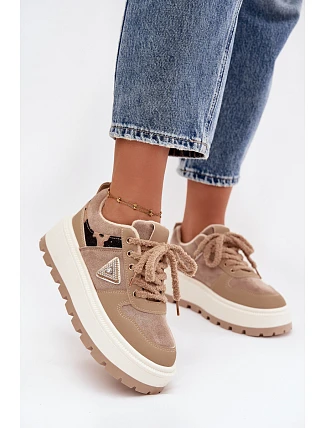 Dámske topánky na platforme A209 beige - Sweet Shoes Dámske topánky na platforme A209 beige - Sweet Shoes