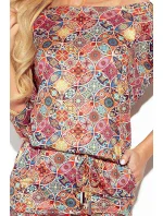 Dámske športové šaty s kapsičkami a so vzorom farebných koliesok 13-142