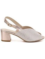 Dámske zlaté sandále na podpätku Sergio Leone SK471