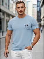 Pánske bavlnené tričko s malým potlačou, svetlo modré, FashionStreet NX5131R Pánske bavlnené tričko s malým potlačou, svetlo modré, FashionStreet NX5131R