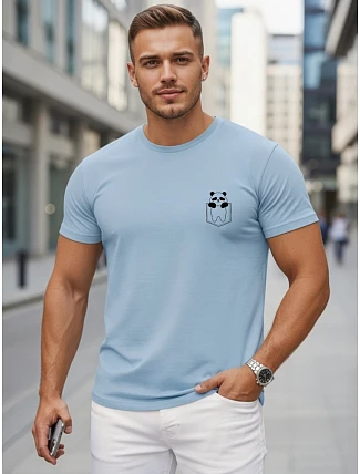 Pánske bavlnené tričko s malým potlačou, svetlo modré, FashionStreet NX5131R Pánske bavlnené tričko s malým potlačou, svetlo modré, FashionStreet NX5131R