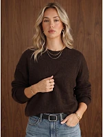 Dámsky oversize sveter s vlnou, čokoládová farba, FashionStreet MY2650 Dámsky oversize sveter s vlnou, čokoládová farba, FashionStreet MY2650
