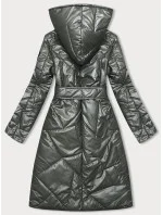 Prešívaná bunda v khaki farbe na patentky (B8179-11)