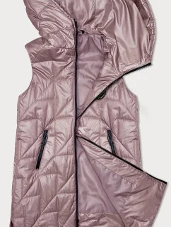 Dámska prešívaná vesta s asymetrickou spodnou časťou S'West pink (B8237-81)