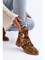 Dámske semišové členkové topánky Lu Boo s leopardím výrezom Rock Girl