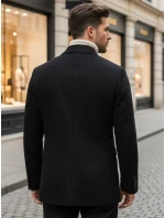 Pánsky čierny kabát FashionStreet CX0433 Pánsky čierny kabát FashionStreet CX0433