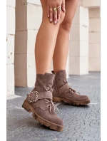 Zazoo 2951 Velúrové topánky s ozdobnou prackou Dark Beige Zazoo 2951 Velúrové topánky s ozdobnou prackou Dark Beige