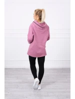 Tmavo ružová tunika na zips s kapucňou Oversize
