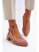 Czółenka Na Obcasie Klocku Różowe Gemifa