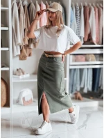 Džínsová maxi sukňa s rozparkom MIDIWAY zelená FashionStreet CY0489 Džínsová maxi sukňa s rozparkom MIDIWAY zelená FashionStreet CY0489