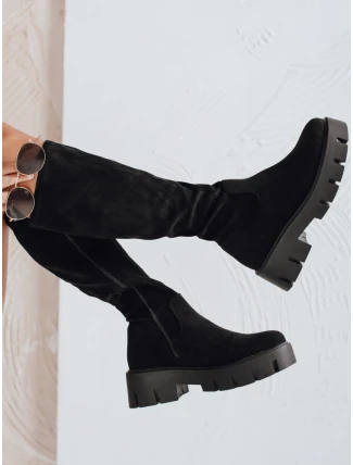 Dámske semišové topánky na platforme čierne FashionStreet ZY1103