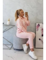 Tepláková súprava s kapucňou púdrovo ružová