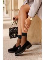 Zamszowe Półbuty Mokasyny Damskie Czarne Beanika