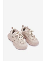 Sneakersy Dziecięce Na Platformie Beżowe Hanomess