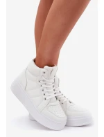 Wysokie Sneakersy Damskie Na Platformie Białe Tillive