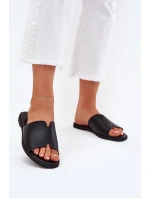 Klapki Damskie Z Eko Skóry Na Płaskim Obcasie Czarne Kalimira