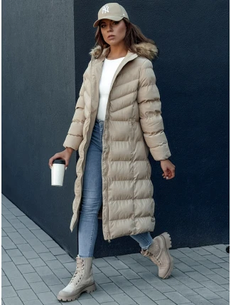 Dámsky zimný kabát LUXWARM béžový FashionStreet TY4376 Dámsky zimný kabát LUXWARM béžový FashionStreet TY4376