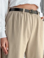 Dámske chinos nohavice s opaskom béžové FashionStreet UY2549
